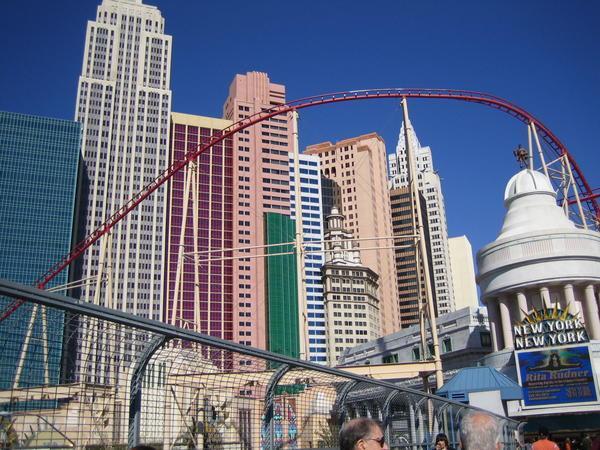 The New York New York casino with its massive roller coaster