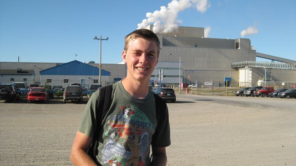 Frank infront of the Pulp factory in Matane