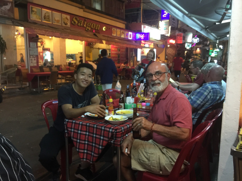 Lucas and I having dinner. last night in  Ho Chi Minh Ciity