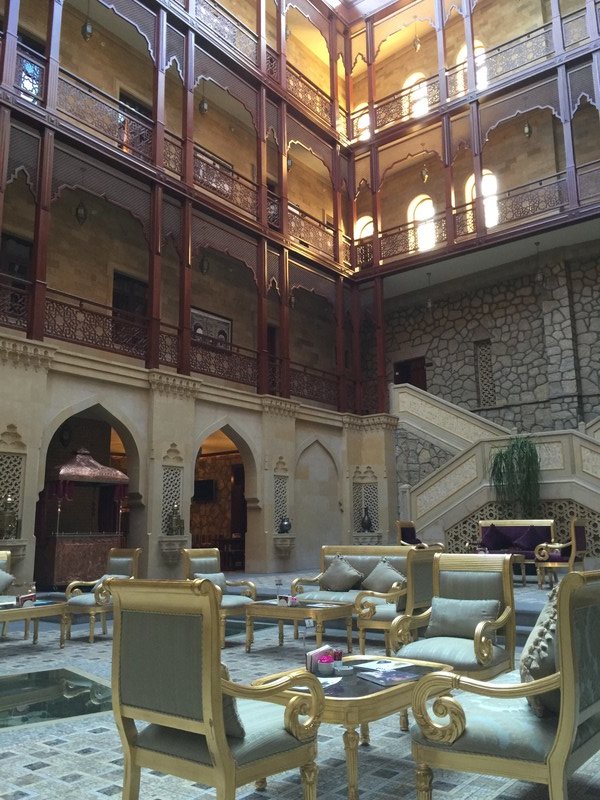 Lobby of a hotel restaurant in Baku