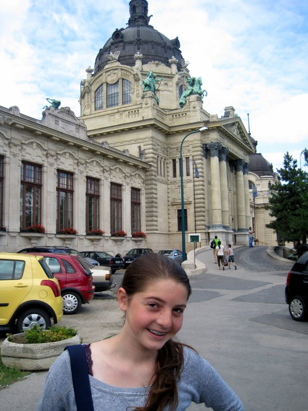 Lauren in front of the Szechenyi Baths