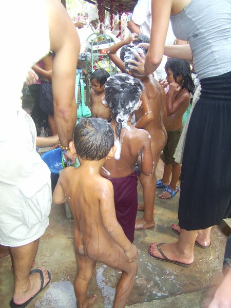 Washing the children
