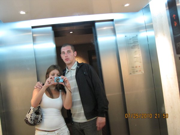 us in the Hilton lift