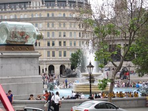 Trafalgar Square and Nelson's ship in a bottle art