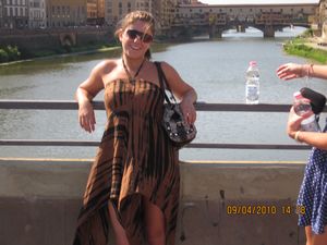 Me with River Arno and Ponte Vecchio in the background