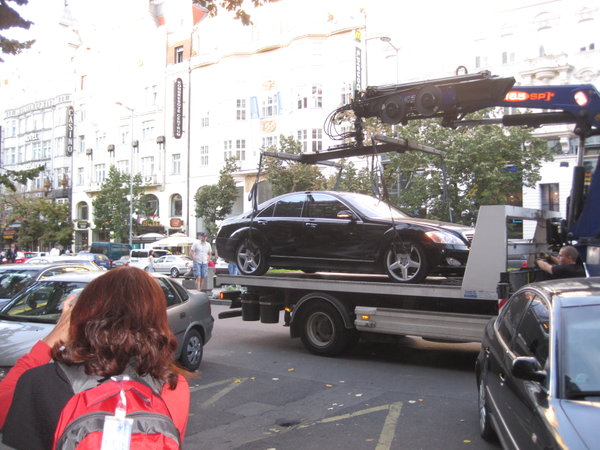 Car being towed
