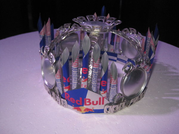 Crown made of Red Bull cans
