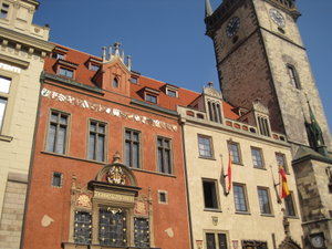 Old Town Square buildings next to Town Hall