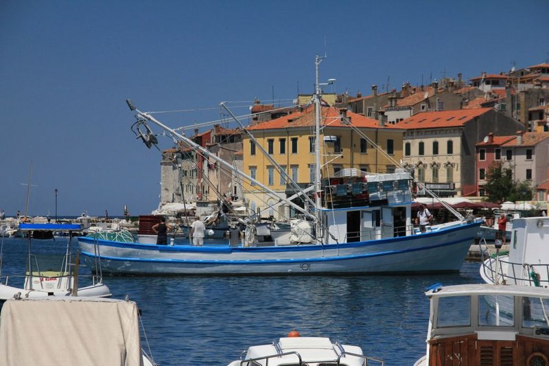 Rovinj fishing boat going out
