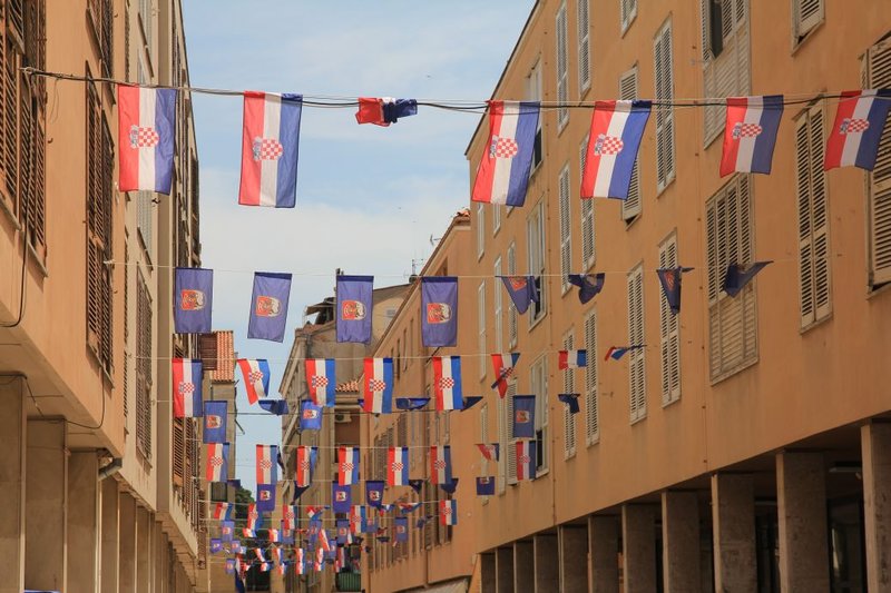 Zadar= lots of Croat flags