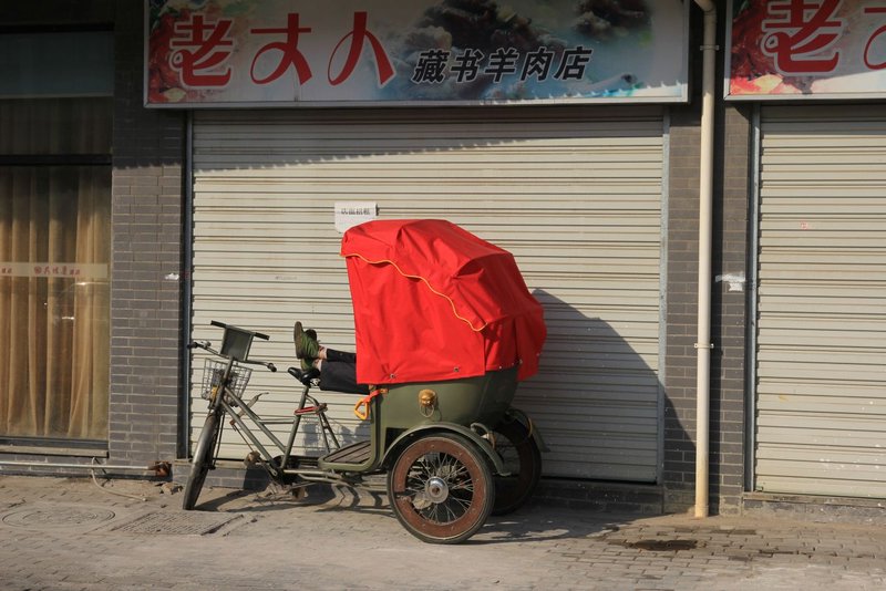 a resting pedicab