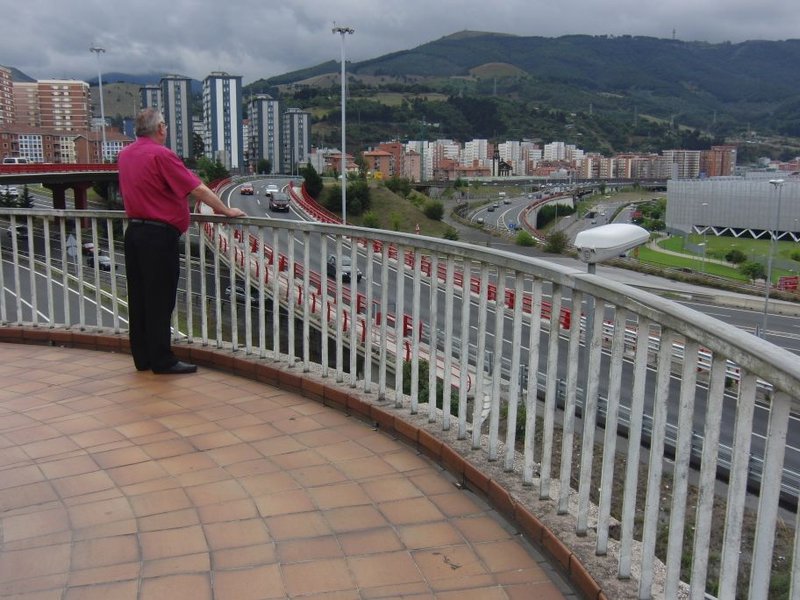 tthe Bilbao Cruces skyline w. motorway