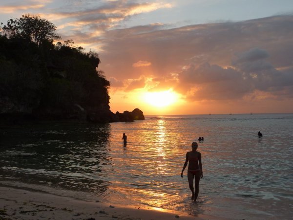 Anna coming back from sunset swim @ Padang Padang Beach - Bali