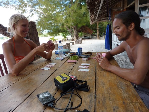 Kei Islands - Playing Yatzee at the breakfast table at Savannah Cottages