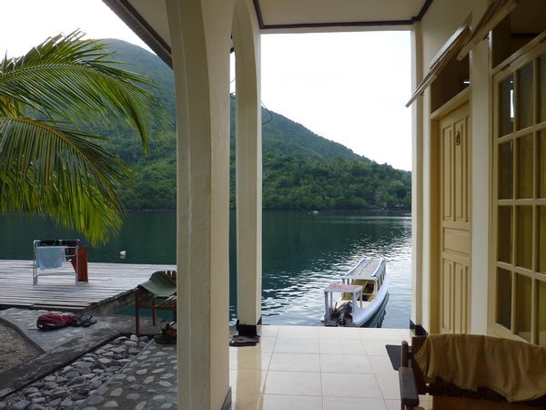Bandaneira - View from our porch at Vita Guesthouse towards Gunung Api