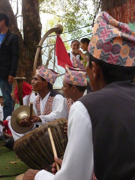 Traditional musical performance in Pokhara