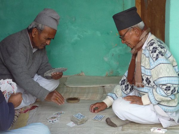 Nepalese men playing cards