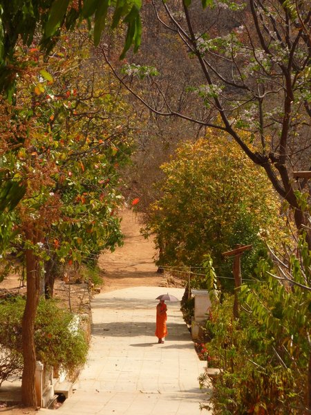 Monk walking the monastery's premises