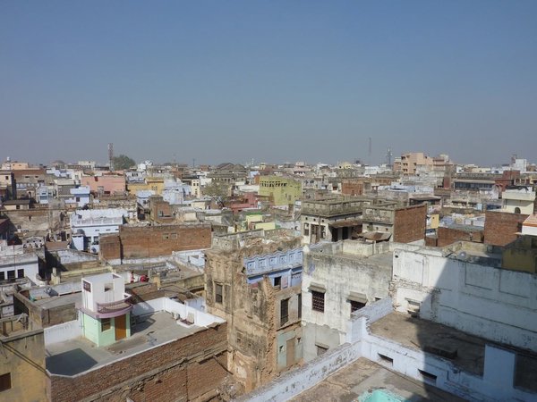 View on the rooftops of Varanasi from our hostel