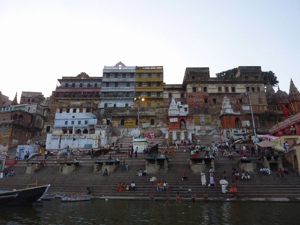 View on a ghat from the boat