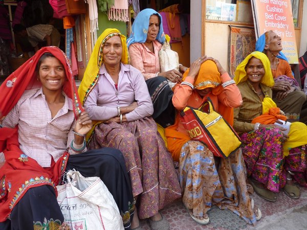 Happy girls in beautiful saris