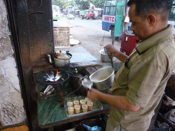 Famous Indian Chai is best on the road during bus pit stops
