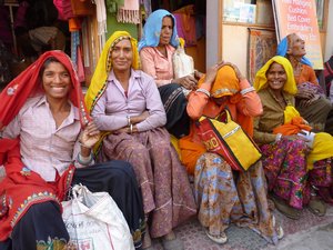 Happy girls in beautiful saris
