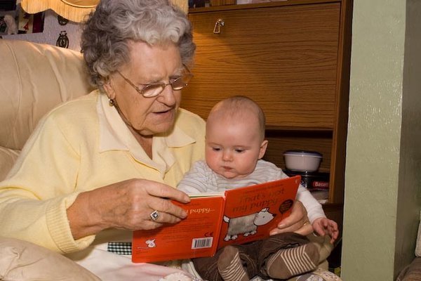 Great Nanny reads to J