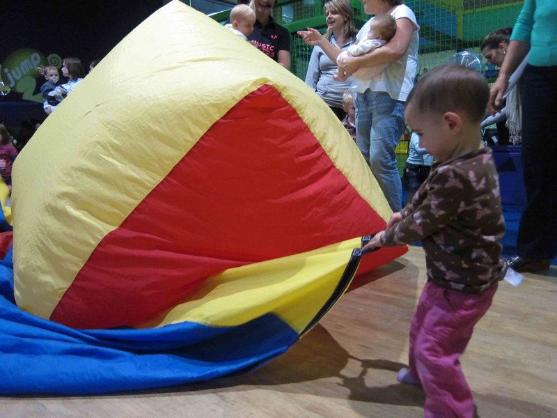 Helping with the parachute...
