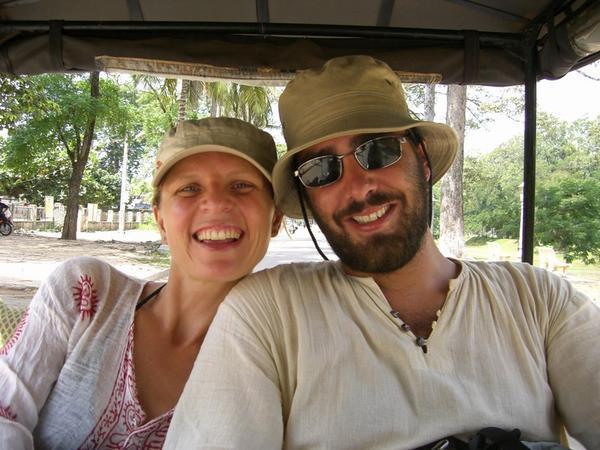 In our tuk-tuk on our way to tour the temples
