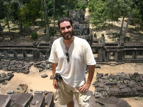 Steve at the top of a temple at Angkor Thom
