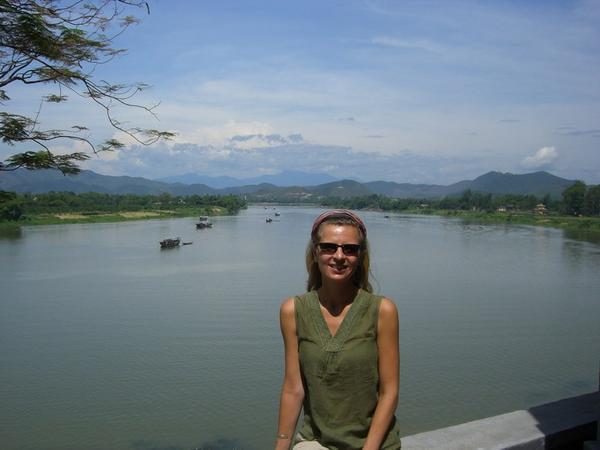 Stef  with the Perfume River in the background