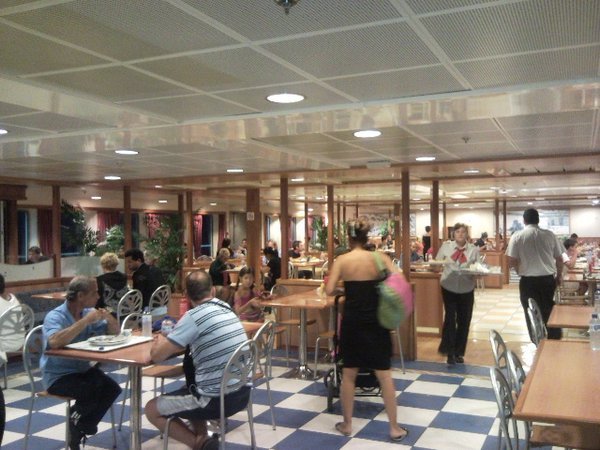 Cafeteria on board the boat