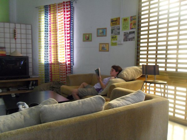 Reading at our hostel