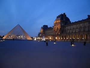 Pyramid and Louvre Courtyard - Dusk