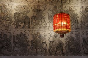 Lantern and Painted Wall