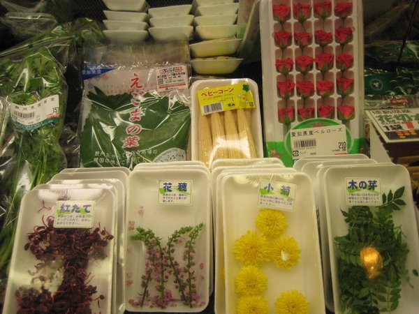 Colourful foods in supermarket