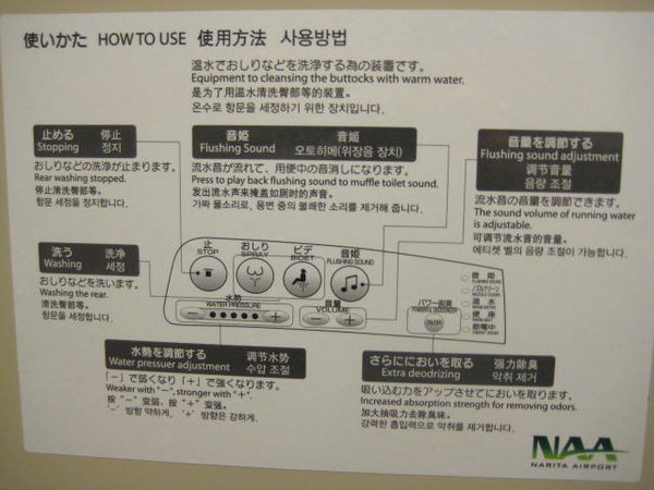 Instructions on a Japanese toilet