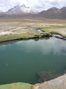 A hot spring with Mt. Sajma looking over us