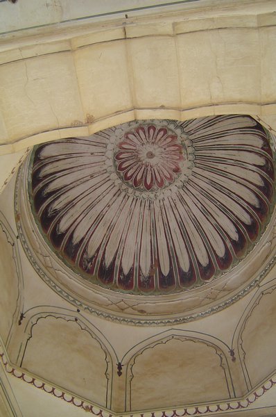 Finely painted temple ceiling