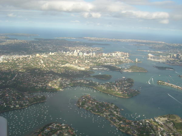 Overview of the Sydney Harbour! form the plane!!