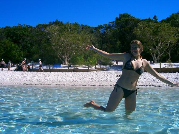 Sandra at Lake McKenzie, in her new bikini!