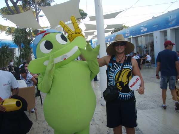 Chuck with the 2009 Fina Mascot