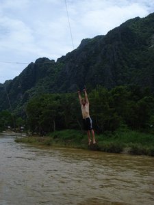 Swinging into the River @ Vang Vieng