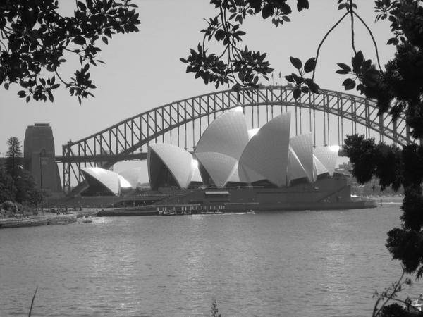 An arty shot of the Opera House and Harbour Bridge