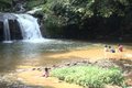 The falls and children playing in the water