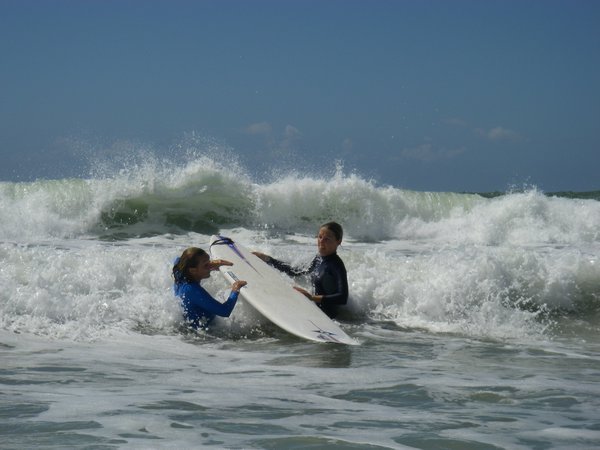 Ladies Battling the Waves