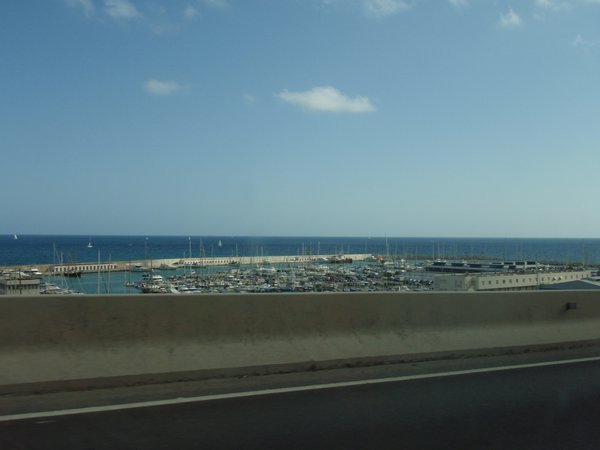 Scenic coastal road from Barcelona to Sitges