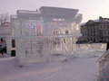 House carved from ice blocks