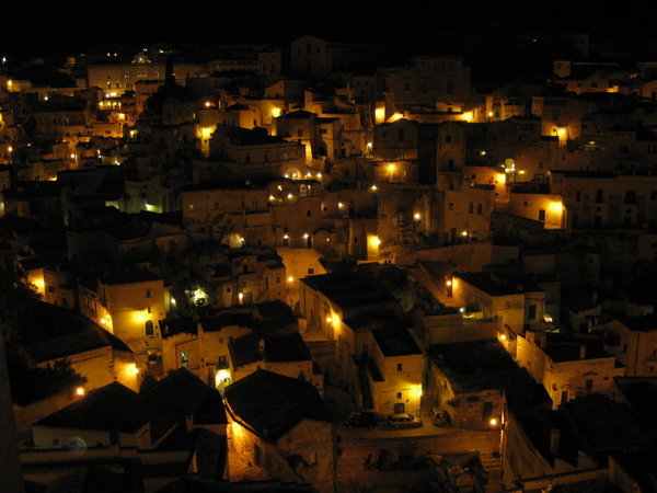 night skyline in Matera